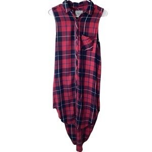 Rails Red and Blue Plaid Sleeveless Shirt Dress